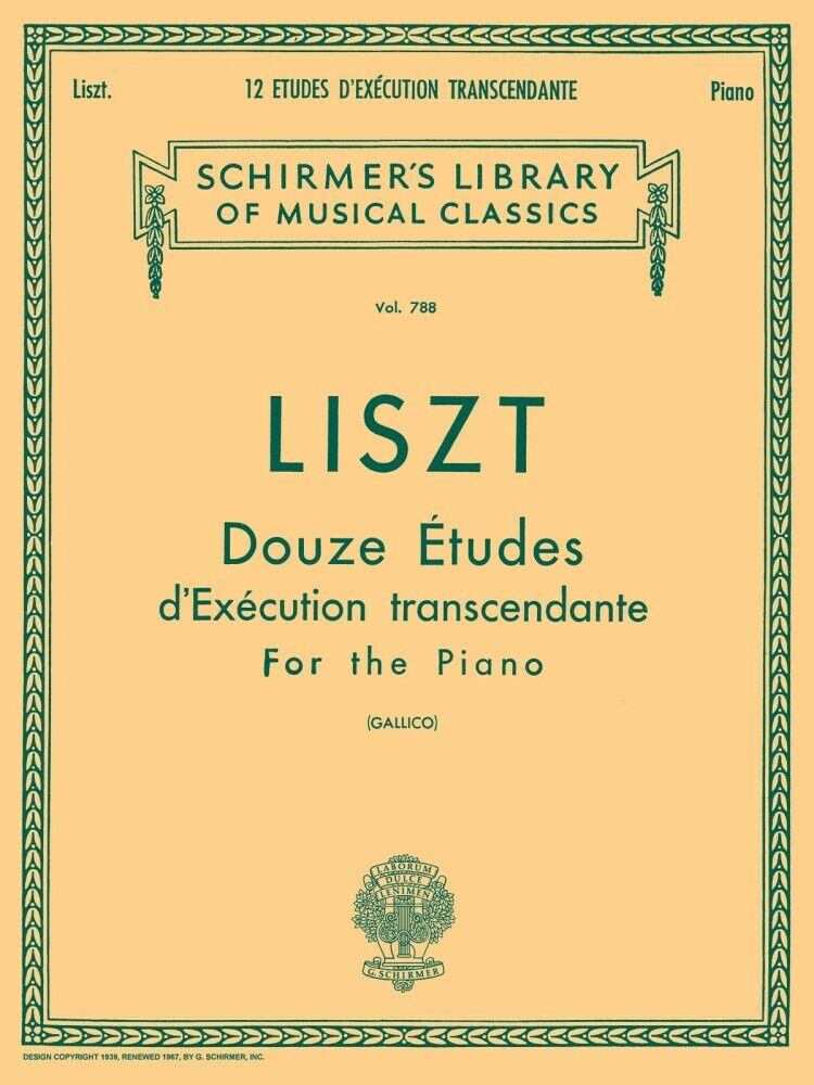 Liszt 12 Etudes D'execution Transcendante Schirmer Piano Solo Book 050256350
