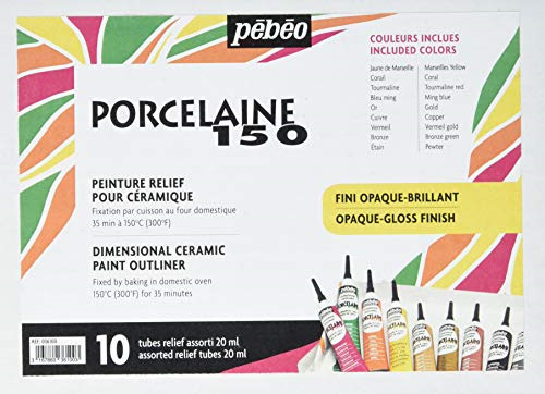 Pebeo Porcelaine 150 China Paint Set Of 10, Count Pack Of 1, 10 Assorted 6 Fl Oz