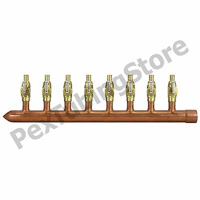 8 Port 1/2" Pex Manifold With Valves By Sioux Chief 672xv0810l Sweat (l)