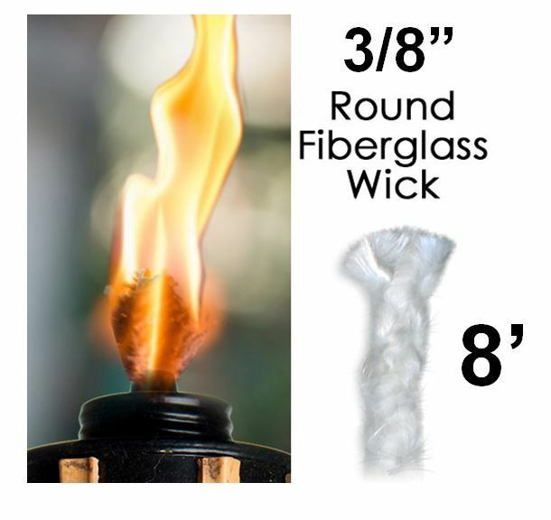 3/8 Round Fiberglass Wick 8 Feet Kerosene Lamp Tiki Torch Bottle Oil Candle Usa