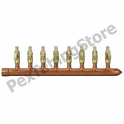 8 Port 1/2" Pex Manifold With Valves By Sioux Chief 672xv0810 Sweat (r)