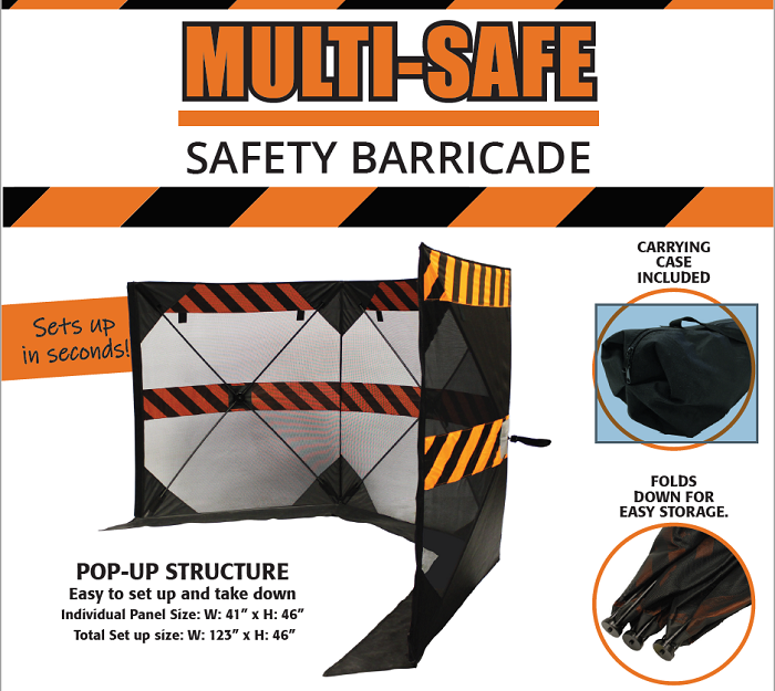 Multi-safe, Portable Safety Barricade & Debris Containment (w/ Carrying Case)
