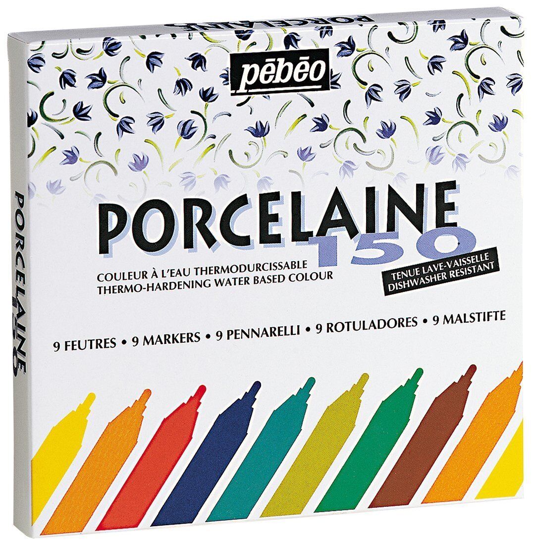 Pebeo Porcelaine 150 Permanent Ceramic Paint Marker Set Of 9 Colours 1.2 Nib