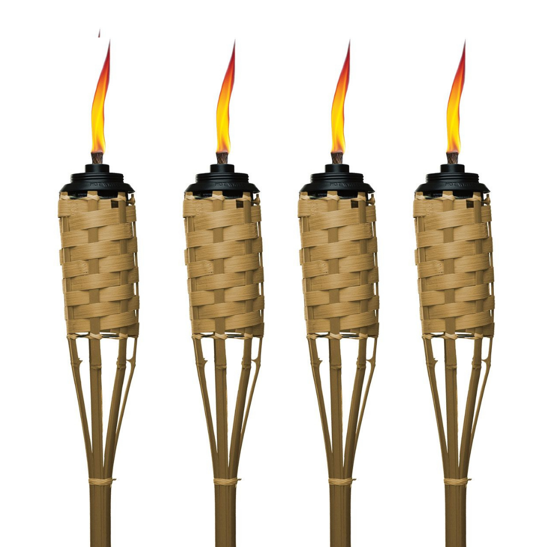 Tiki Torch 4-pack Bamboo Citronella Weather Resistant Garden Outdoor Torch 57-in