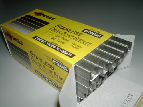 71 C Series Upholstery Staples 3/8 Length 3/8 Crown Stainless (10,000)