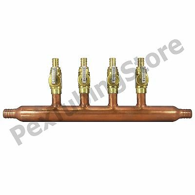 4 Port 1/2" Pex Manifold With Valves By Sioux Chief 672xv0499 Open